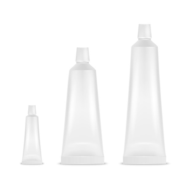 矢量3d现实塑料，金属白色牙膏，奶油管，包装设置隔离在白色背景。采购产品为模型的牙膏，化妆品，霜，牙膏的设计模板。俯视图图片下载