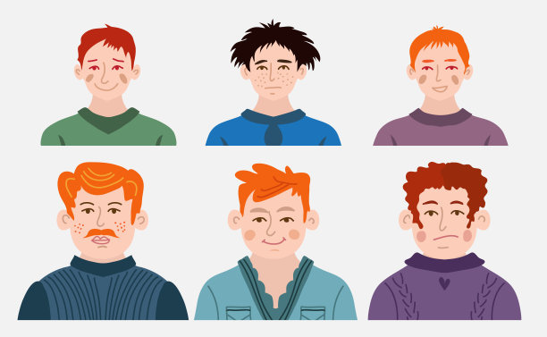 社交网络和网站上的大量人物形象。图片下载