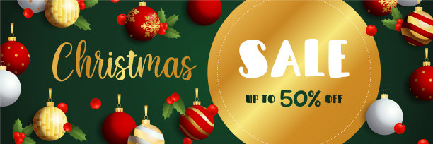 圣诞销售旗帜设计与金色标签图片下载