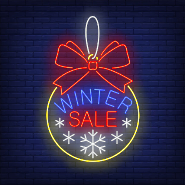 冬季特价圣诞球霓虹招牌图片下载