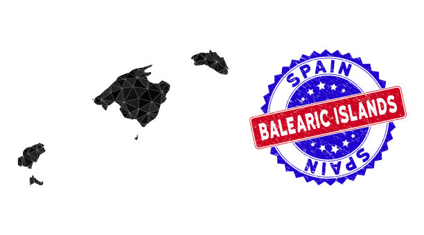 巴利阿里群岛地图多边形网格和垃圾图片下载