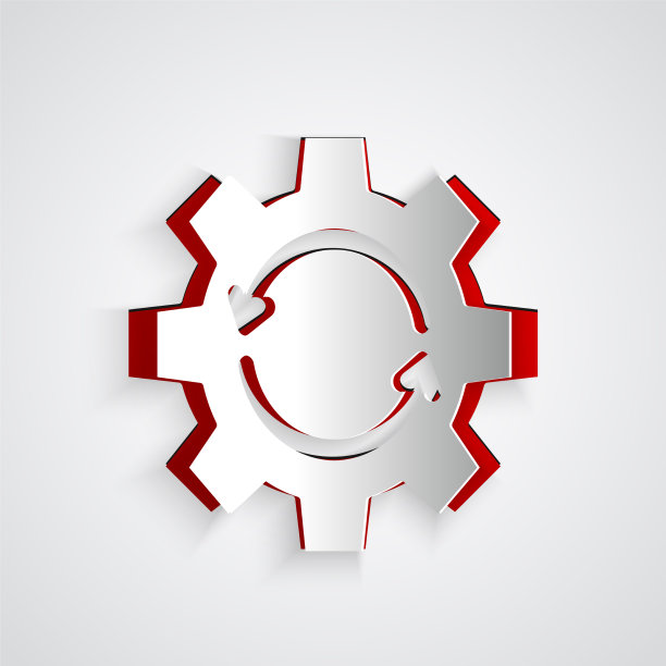 剪纸齿轮和箭头作为工作流概念图标图片下载