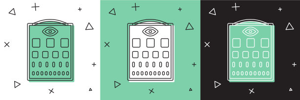 设置视力测试表图标孤立在白色和图片下载