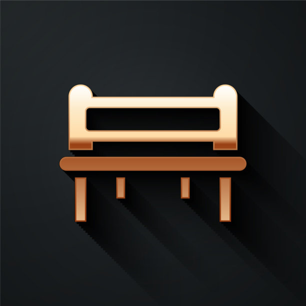 金色浪漫的长凳图标孤立在黑色图片下载