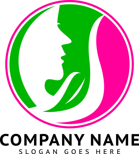 女人的脸与树叶标志设计图片下载