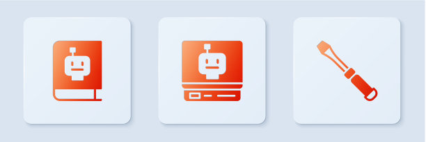 将机器人使用手册和螺丝刀设置为白色图片下载