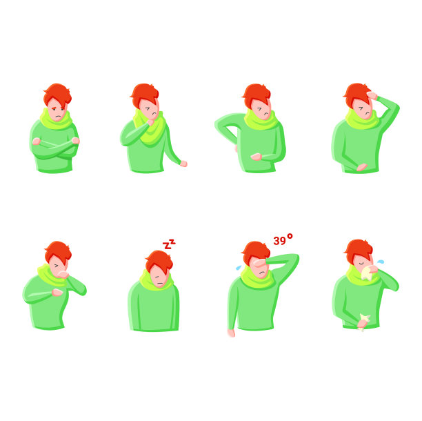 流感疾病平面图标设置颜色图片下载