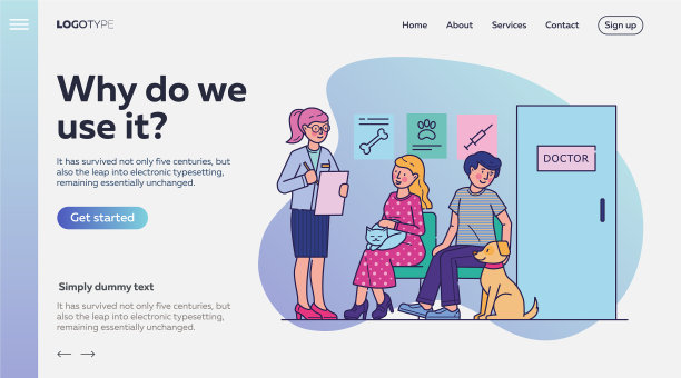 带着宠物排队等医生的人图片下载