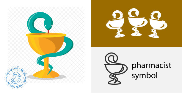 药房标志孤立扁平图标实线图片下载