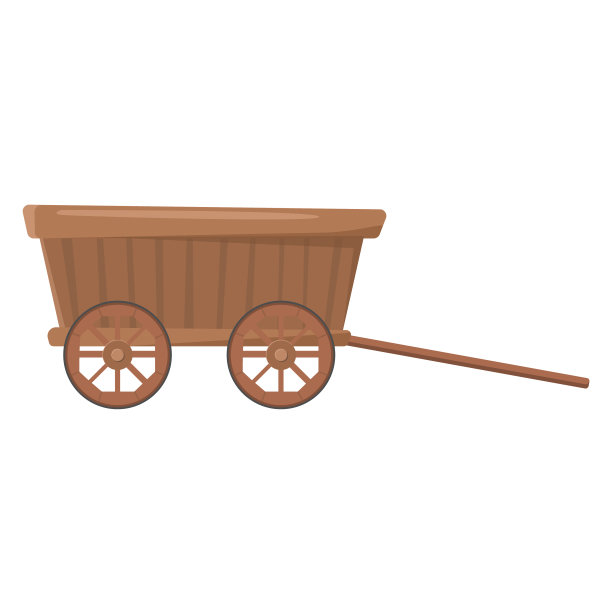 一辆古老的乡村干草车。矢量插图孤立在白色上。用于各种设计目的。图片下载