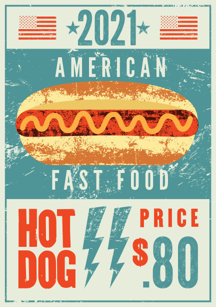 热狗排版复古风格的垃圾摇滚海报图片下载