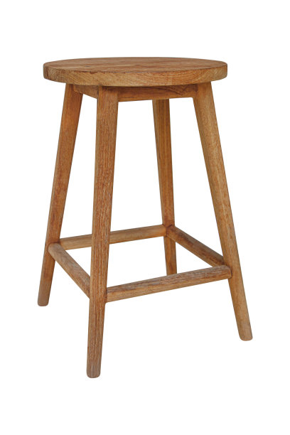 四个长腿木凳与圆形座椅孤立在白色图片下载