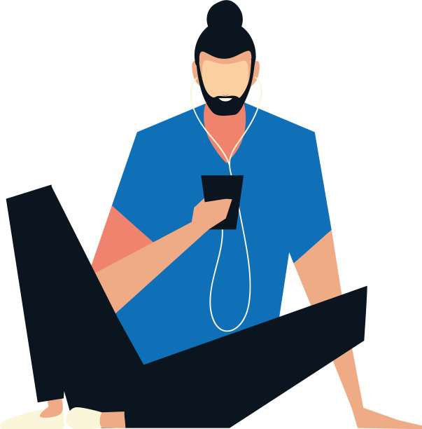 潮男坐着用智能手机的人图片下载