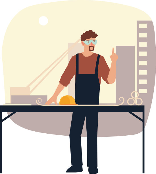 建设者在安全帽与蓝图在桌子上图片下载