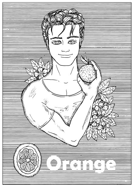 年轻英俊的男人拿着橘子图片下载