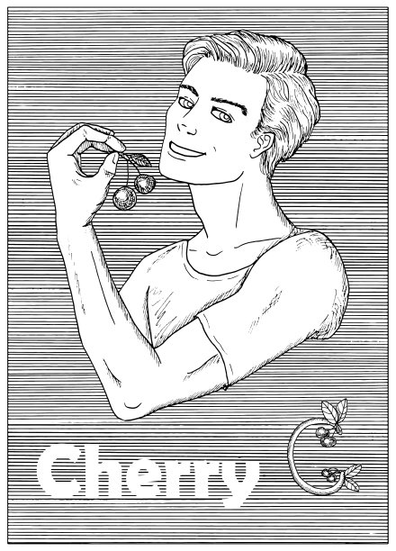 年轻英俊的男人拿着樱桃浆果图片下载