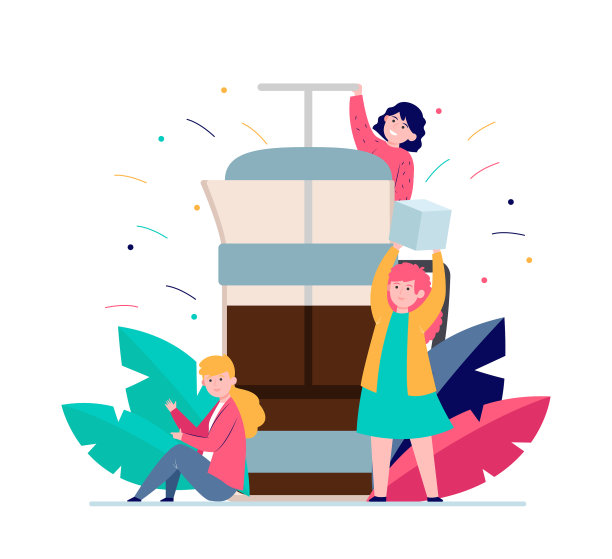 快乐的小个子们用法式压壶煮咖啡图片下载