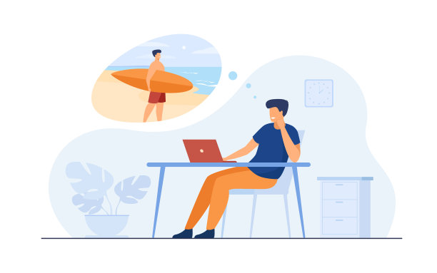 办公室经理梦想着在海上度假图片下载