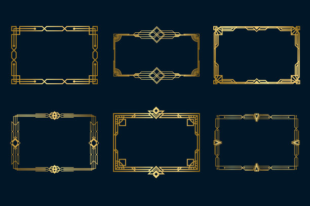 各种复古的金色框架集图片下载