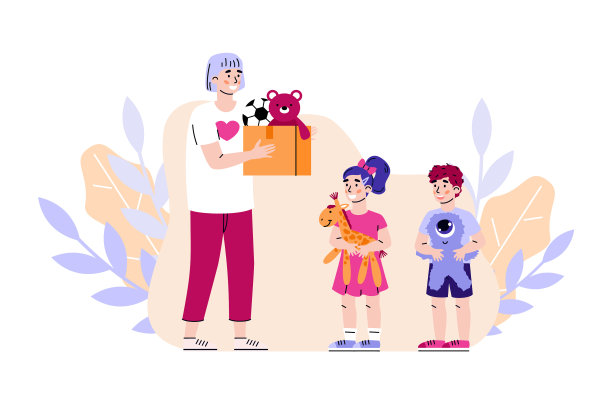 志愿捐赠玩具给儿童卡通公寓图片下载