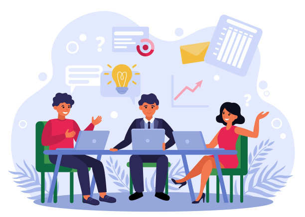 业务团队头脑风暴和讨论图片下载