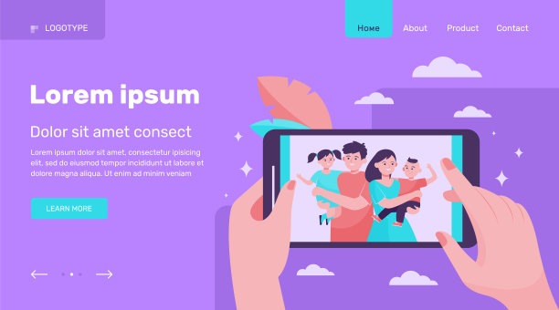 手人看着家庭和孩子的照片图片下载