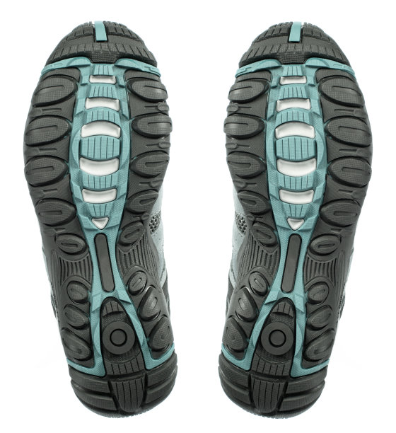 远足鞋鞋底孤立在白色的背景图片下载