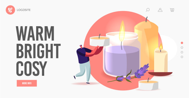 家居装饰香薰蜡烛登陆页面模板图片下载