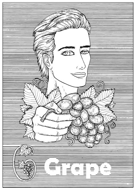 年轻英俊的男人拿着葡萄浆果图片下载