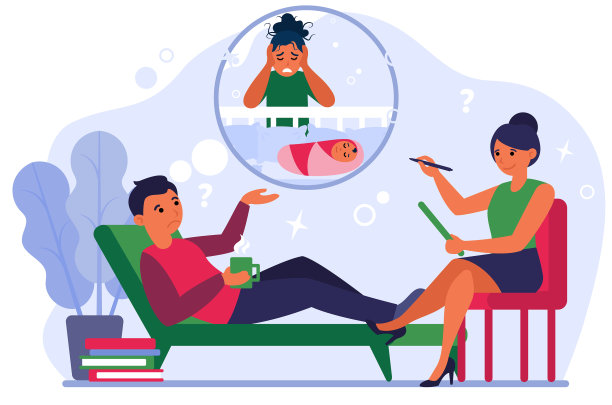 男人和心理治疗师谈论产后生活图片下载