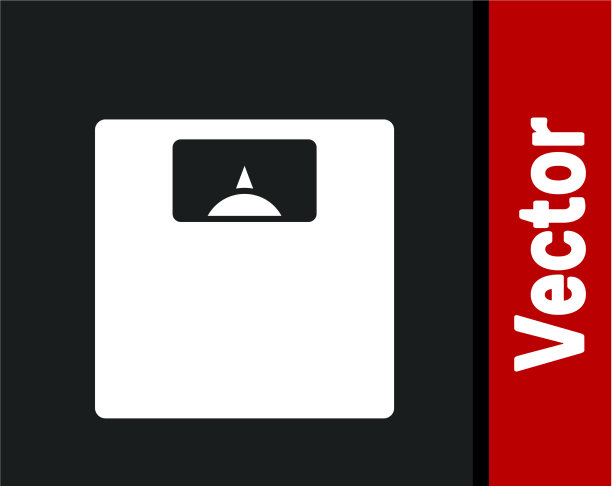 白色浴室秤图标孤立在黑色图片下载