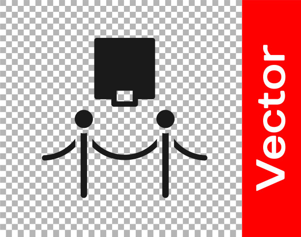 黑色画框与绳索障碍图标隔离图片下载