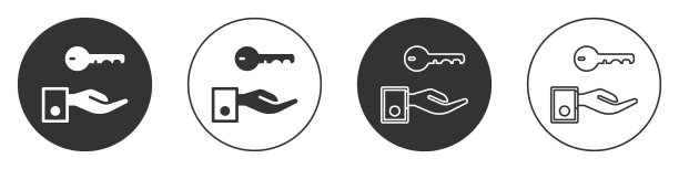 黑色酒店门锁钥匙图标隔离在白色上图片下载