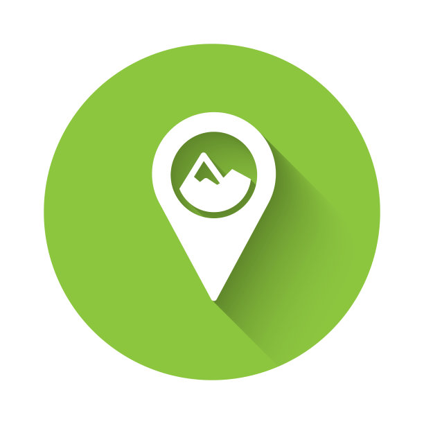 与山图标隔离的白色地图指针图片下载