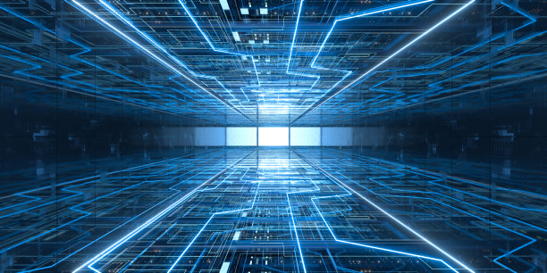 服务器机架在计算机网络安全服务器机房数据中心，3d渲染。图片下载