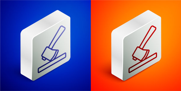 等距线木斧图标孤立在蓝色图片下载