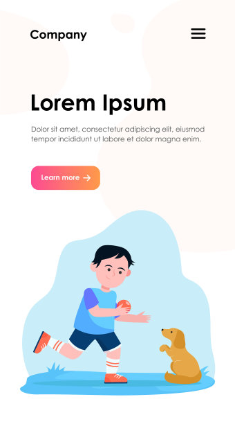 小男孩在和狗玩图片下载