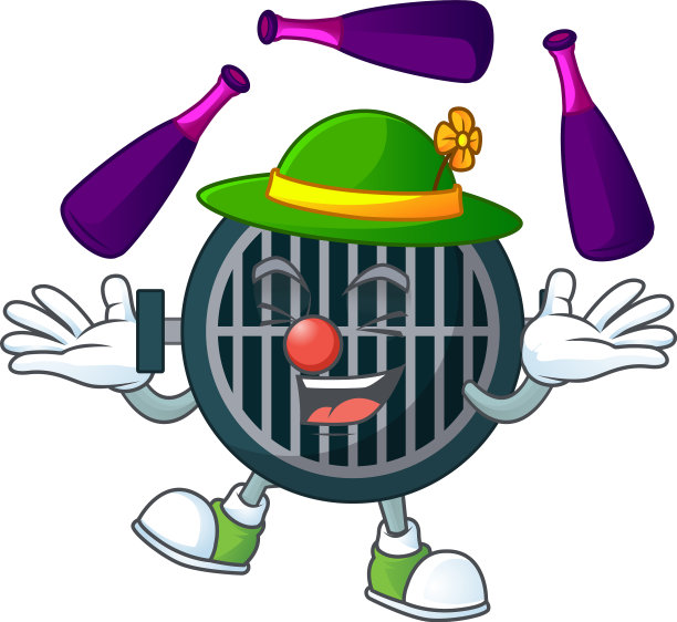 烧烤吉祥物卡通在马戏团耍杂耍图片下载