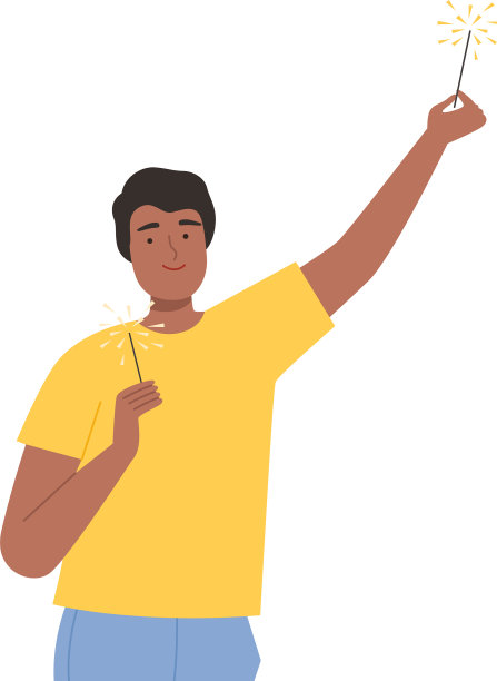 微笑的非裔美国人拿着燃烧图片下载