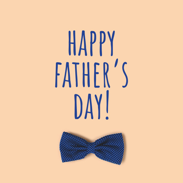 快乐的父亲节。蓝色领结。图片下载
