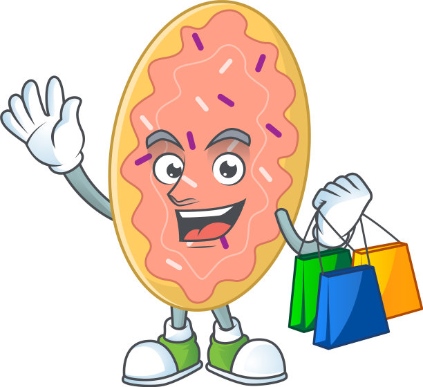 快乐丰富的面包漫画与购物袋图片下载