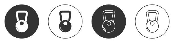 黑色壶铃图标孤立在白色背景上图片下载