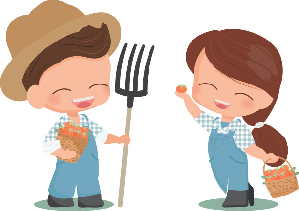 可爱的平式小夫妻或收获柿子图片下载