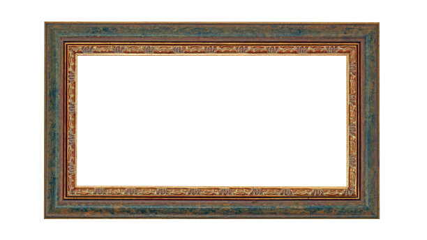 绿色的红色木制框架，用于绘画与金浆。孤立在白色图片下载