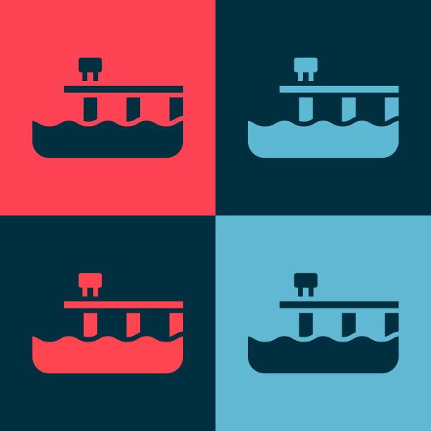 波普艺术海滩码头码头图标孤立的颜色图片下载