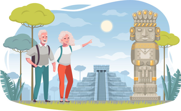 老年人旅游卡通图片下载