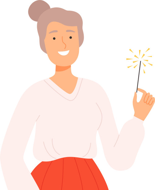 快乐的女人用燃烧的火花快乐的人图片下载