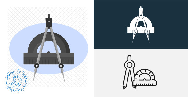 罗盘与量角器设计元素几何图片下载