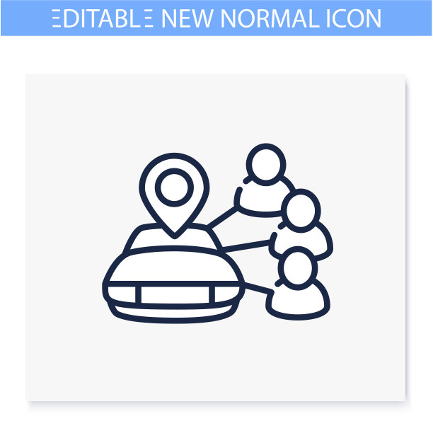 汽车共享线路图标可编辑图片下载