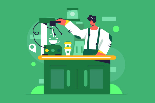 一个年轻人是咖啡师，煮咖啡图片下载